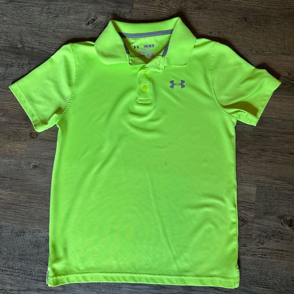 Under Armour YM Neon Green Polo Shirt